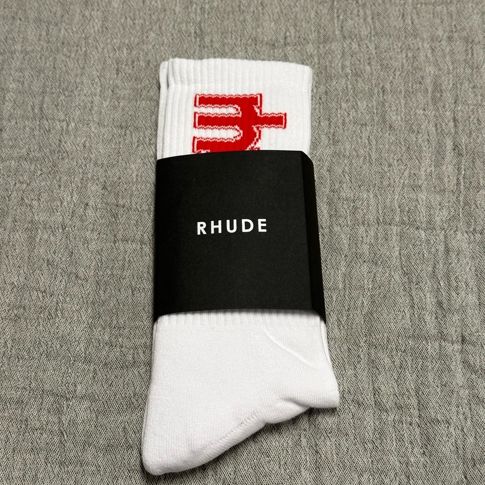 RHUDE White and Red ‘Ski Club’ Casual Socks